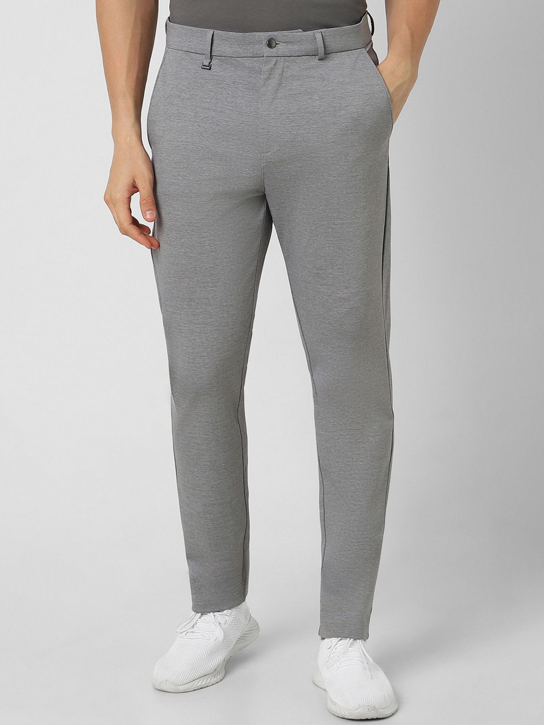 

Van Heusen Flex Men Slim Fit Mid-Rise Trousers, Grey