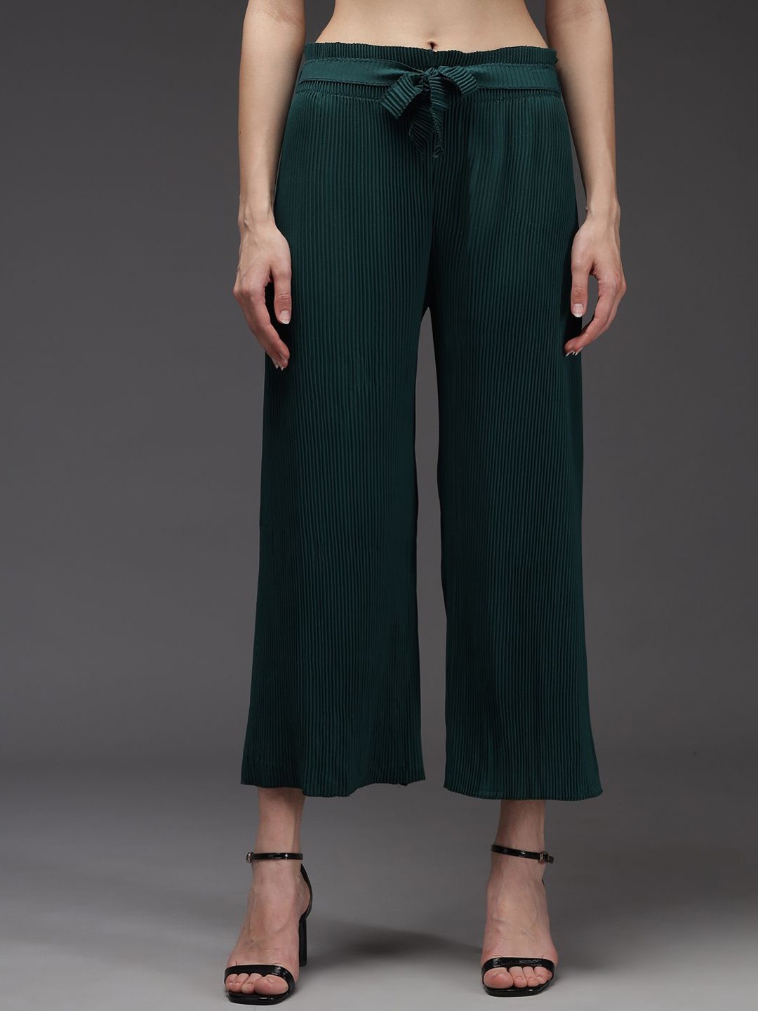 

TANDUL Women Smart Organic Cotton Parallel Trousers, Green