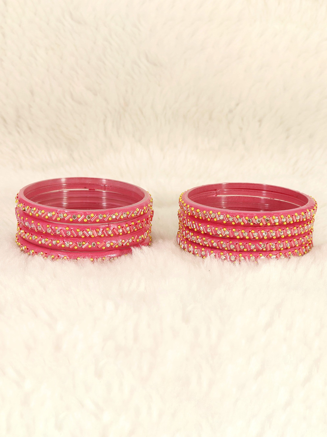 

LAVAZZA Set Of 8 Crystal Studded Bangles, Rose