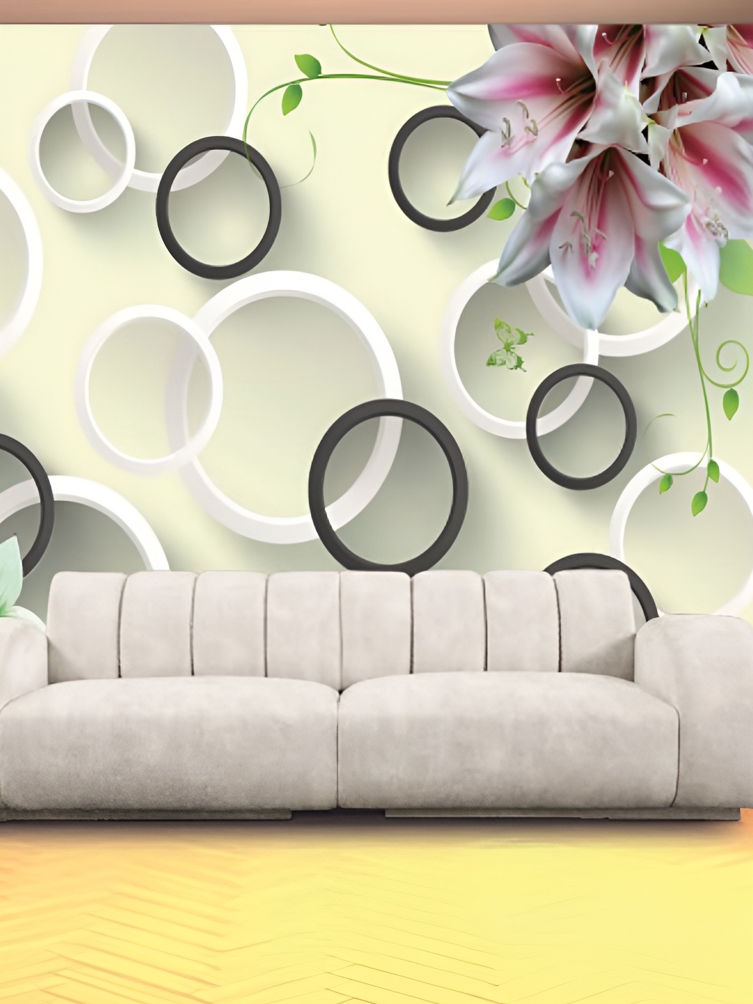 

Aura White & Black Self Adhesive Abstract Printed Wall Sticker