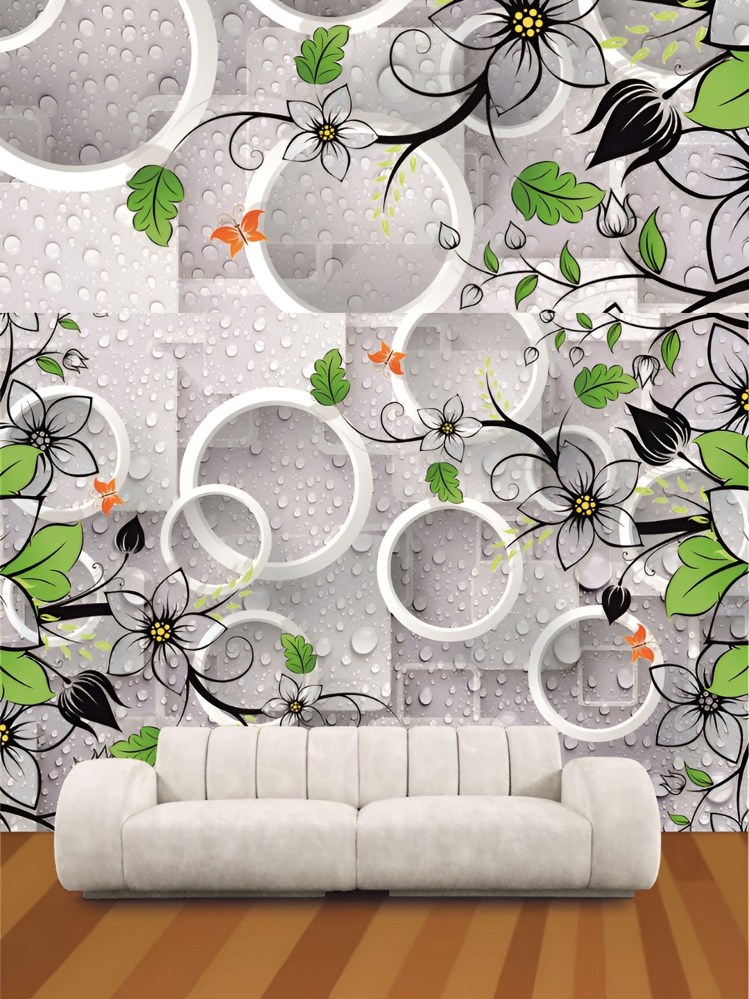 

Aura Grey & Green 3D Printed Self-Adhesive Wall Sticker