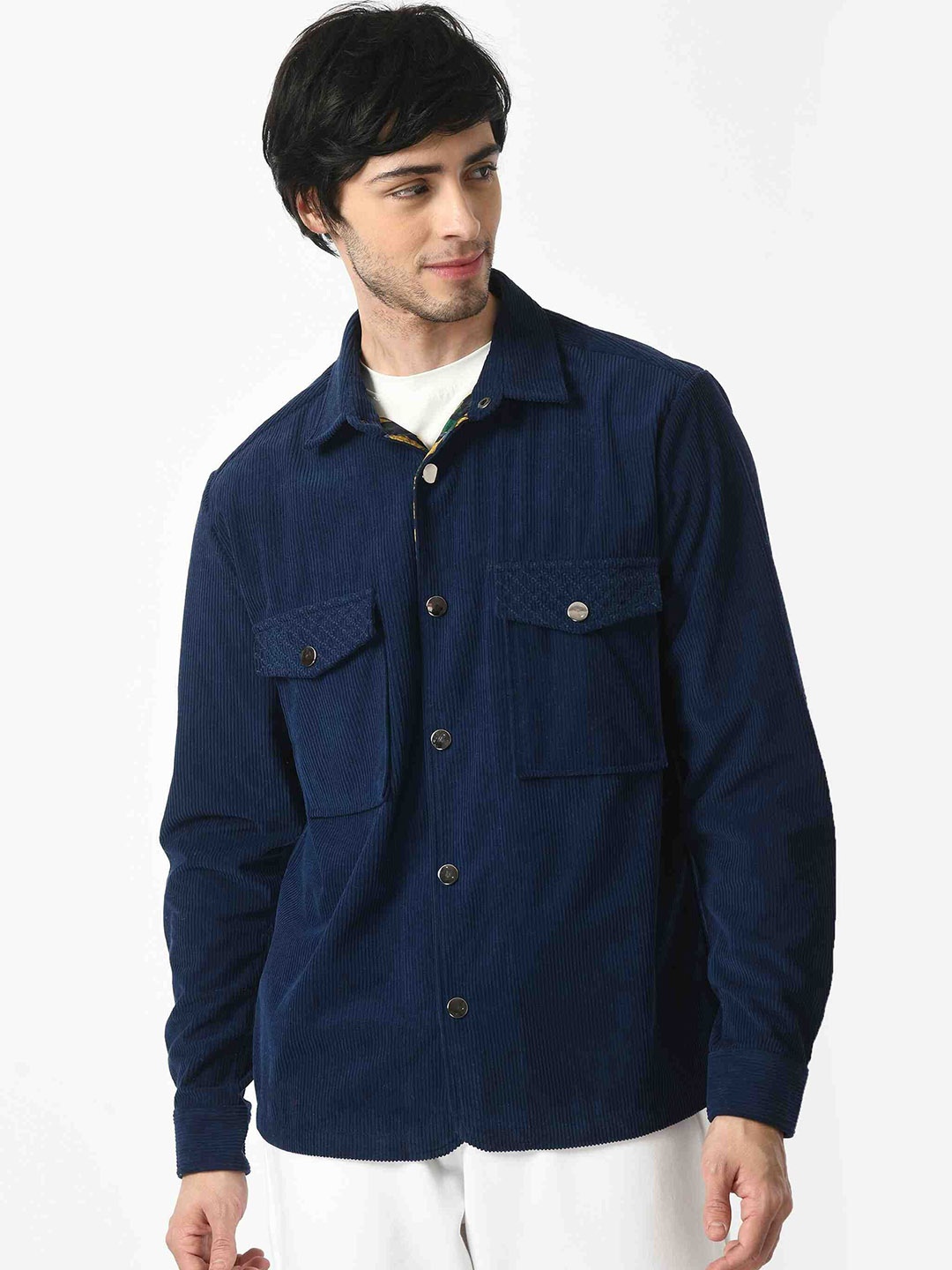 

KISSOSS Spread Collar Jacket, Blue