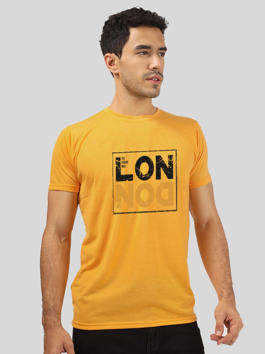 

Greylongg Typography Printed T-shirt, Mustard