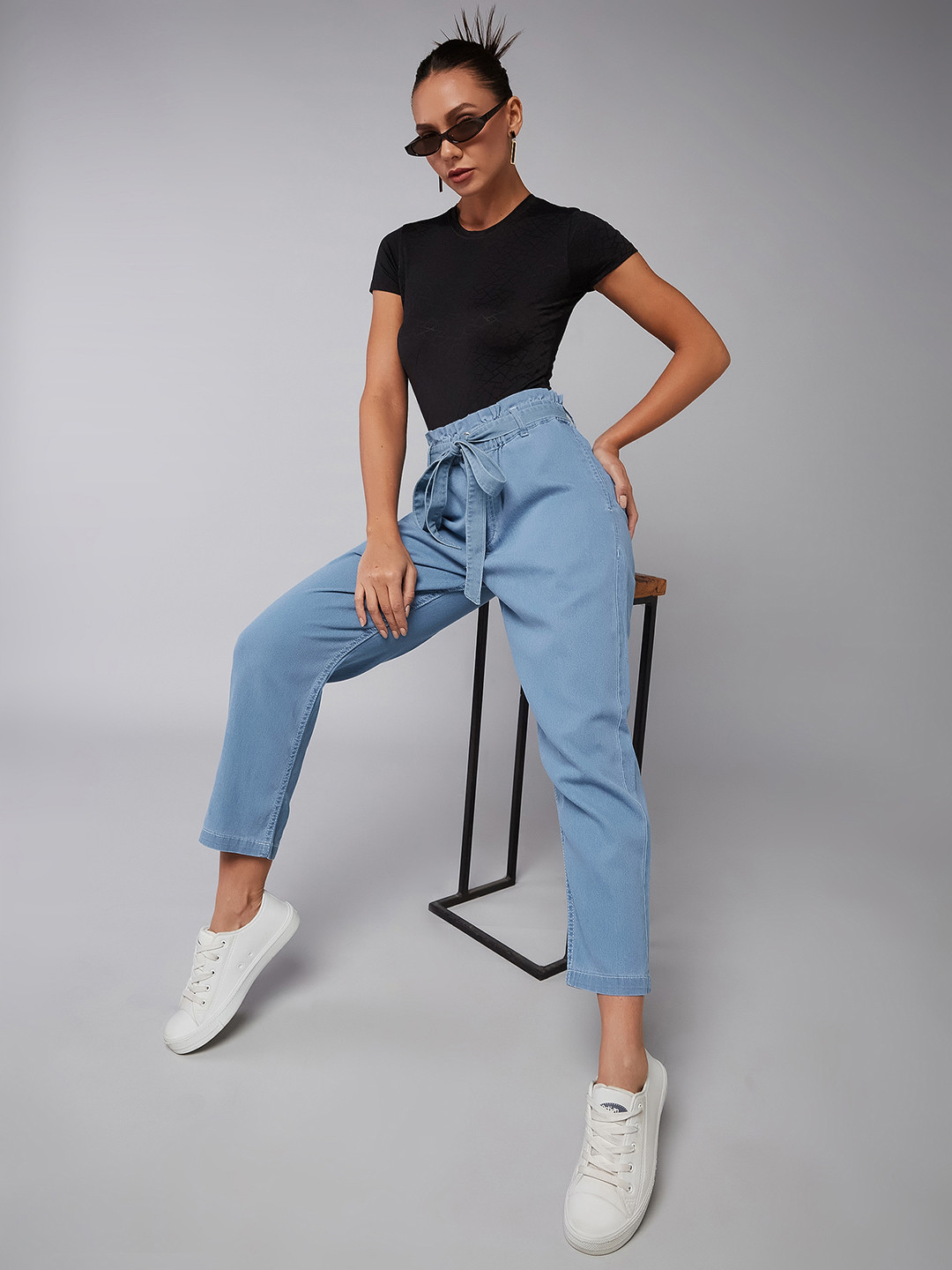 

DOLCE CRUDO Women High-Rise Clean Look Stretchable Jeans, Blue