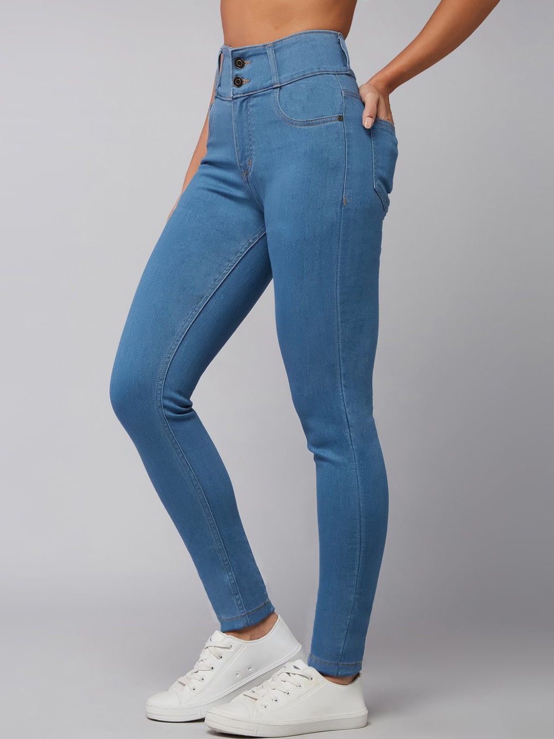 

DOLCE CRUDO Women Blue Skinny Fit High Rise Clean Look Stretchable Jeans