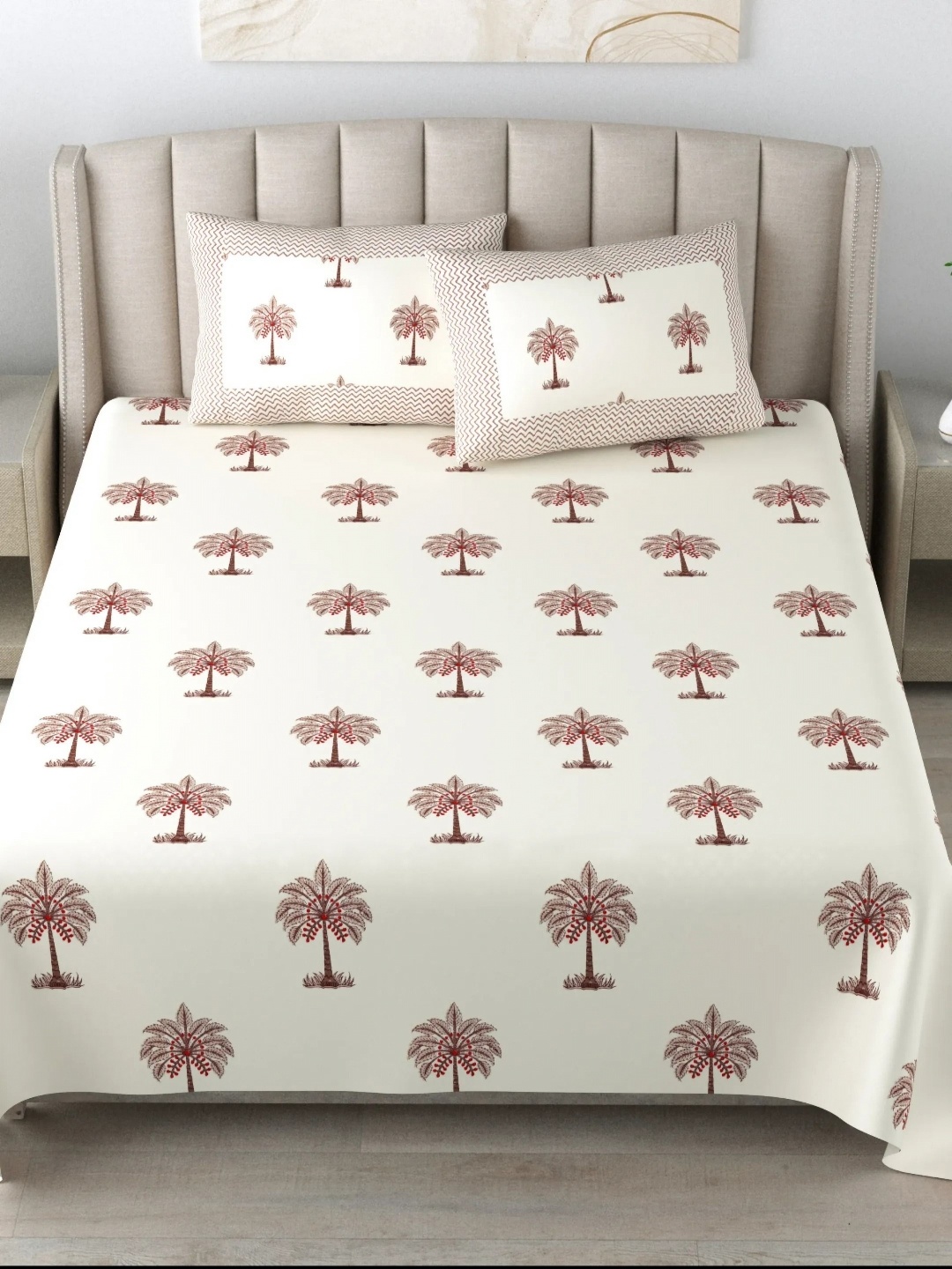 

LIVING ROOTS Super King Size Jaipur Block Print Cotton Double Bedsheet & 2 Pillow Covers, Pink