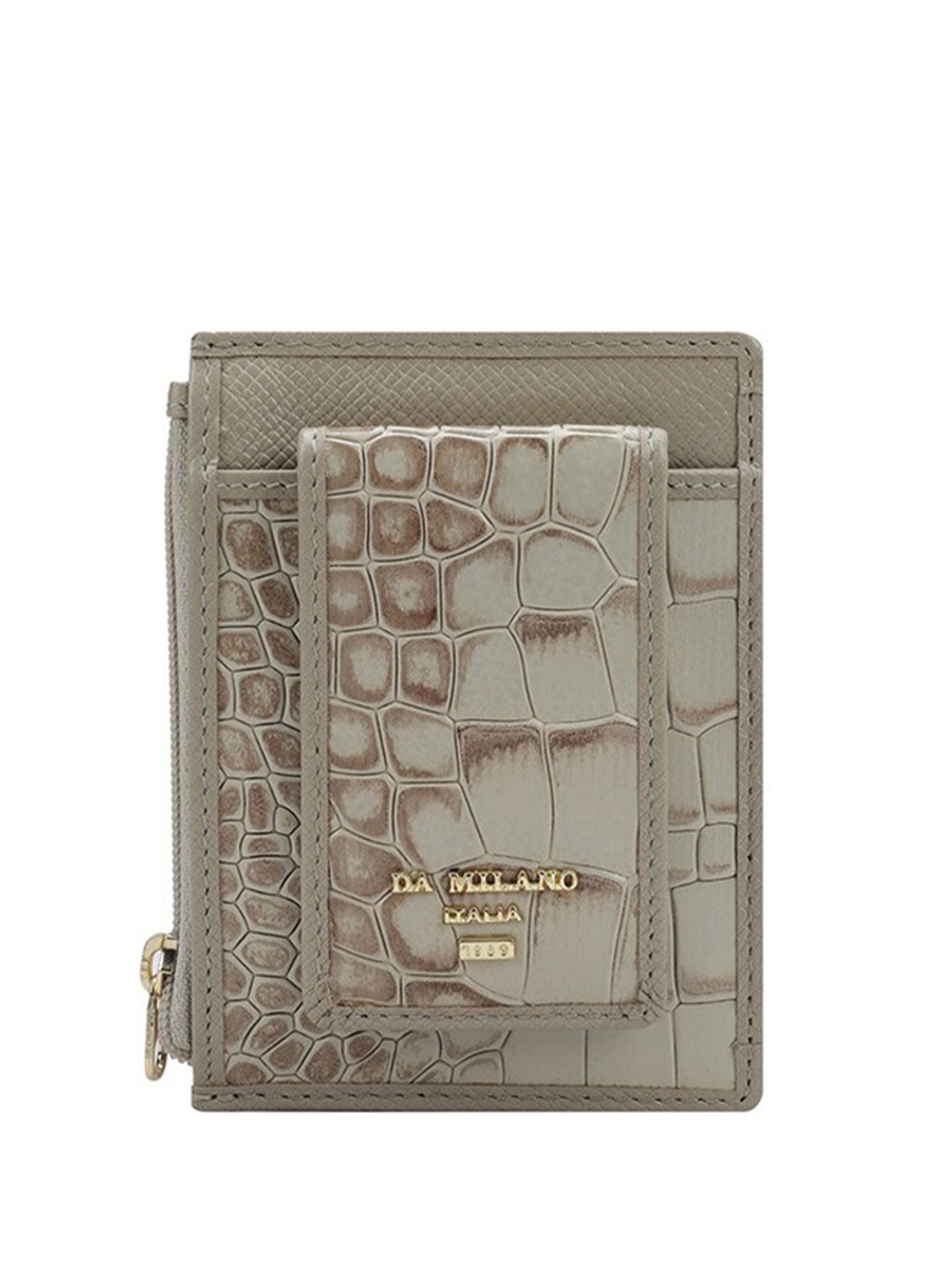 

Da Milano Unisex Textured Leather Money Clip, Grey