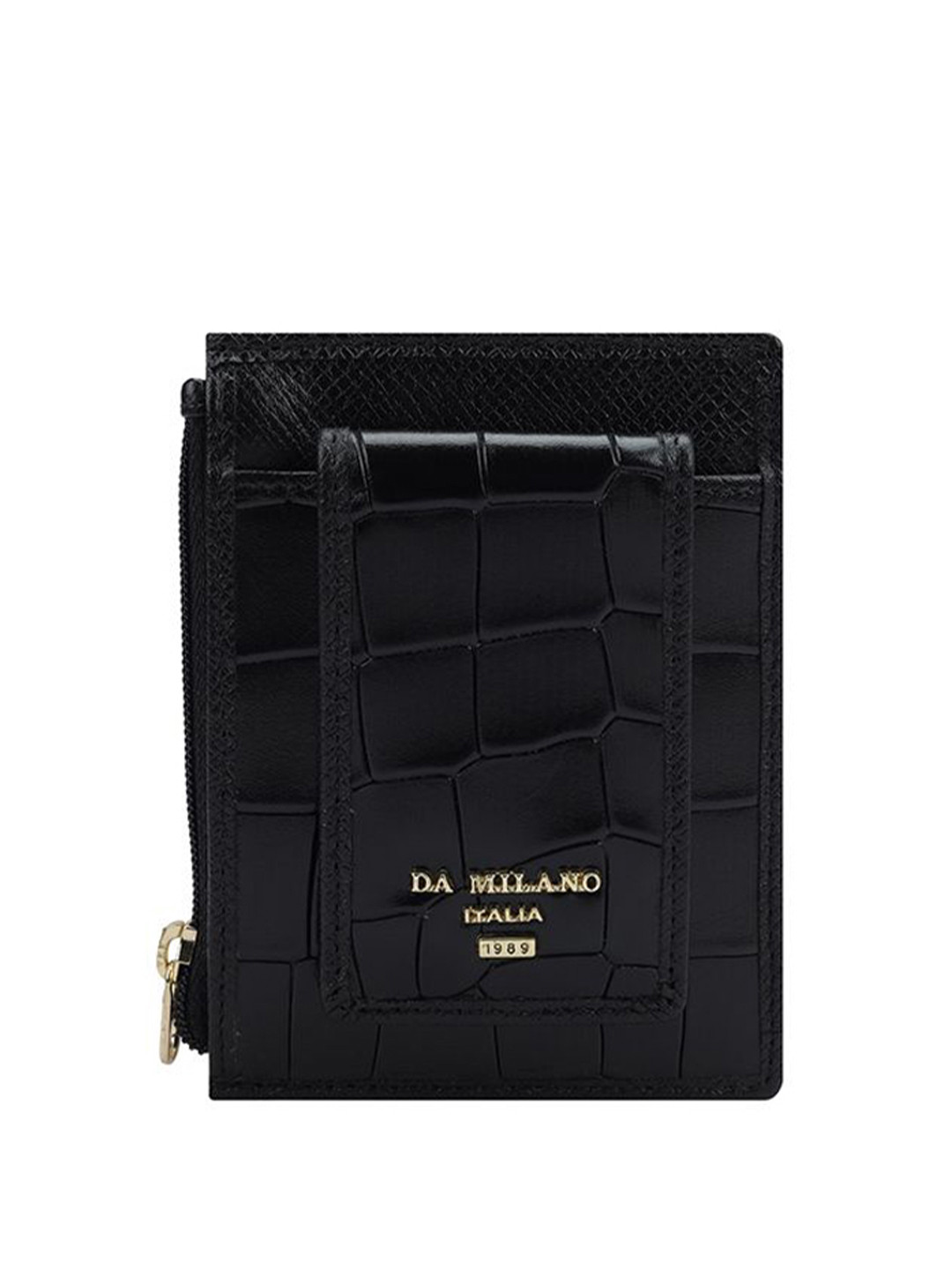

Da Milano Unisex Textured Leather Card Holder, Black