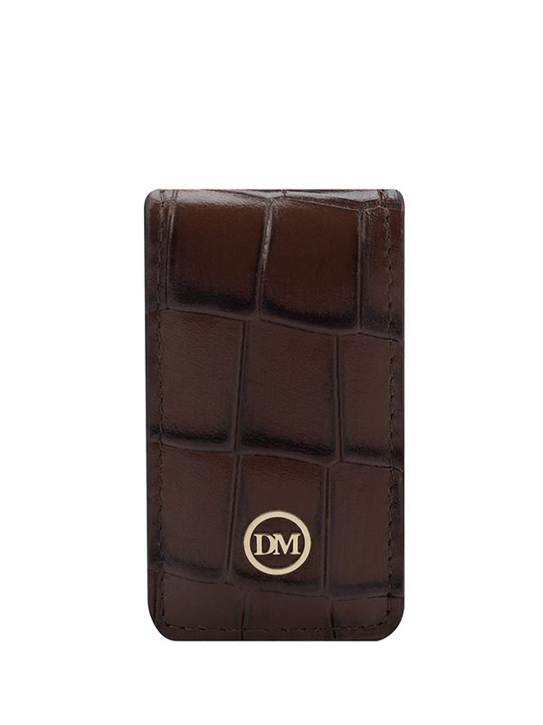 

Da Milano Unisex Textured Leather Money Clip, Brown