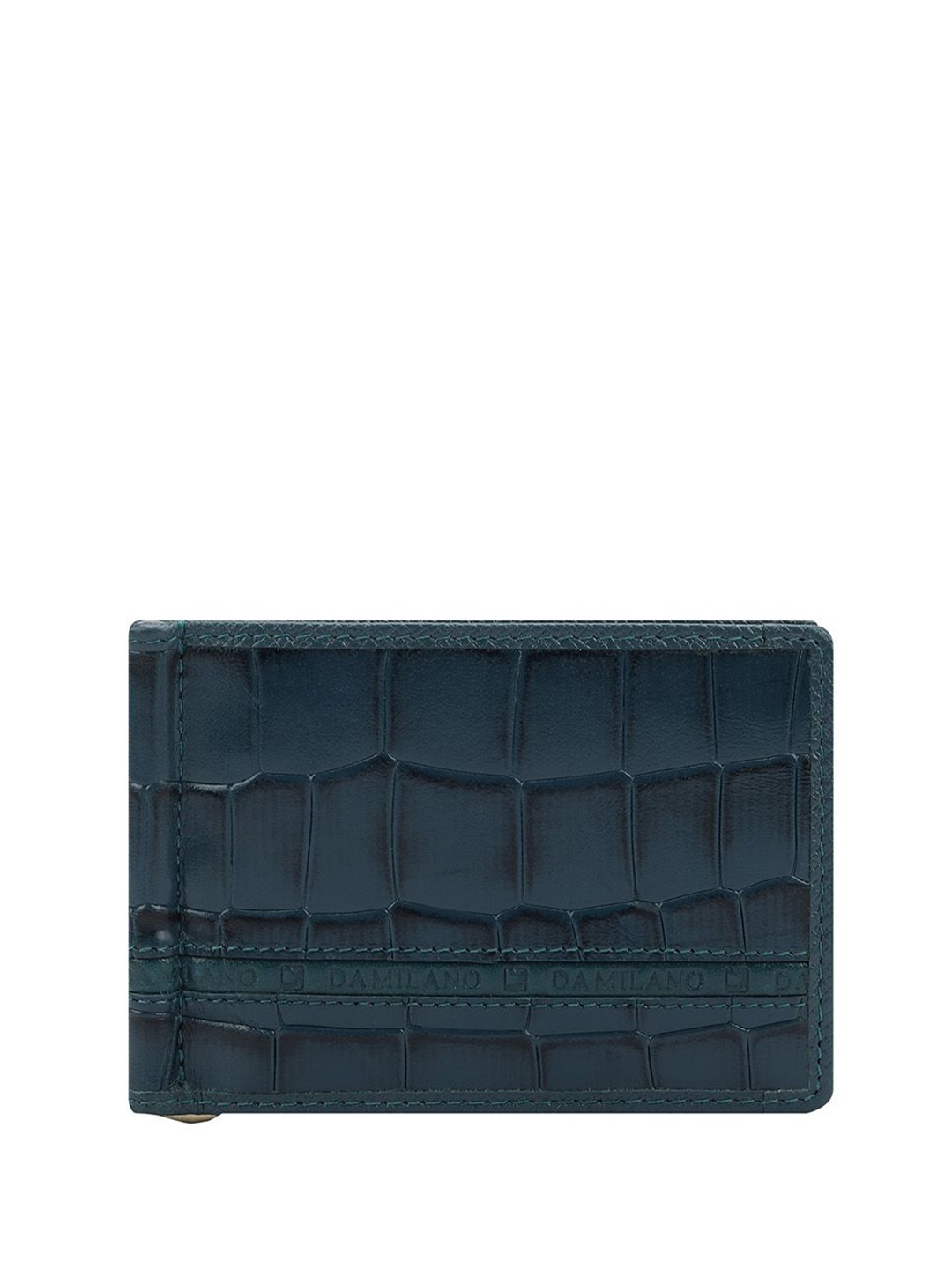 

Da Milano Unisex Textured Leather Card Holder, Blue