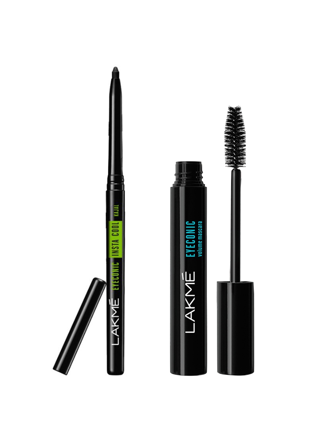 

Lakme Set of Eyeconic Insta Cool Kajal - Black & Volume Mascara - Deep Black