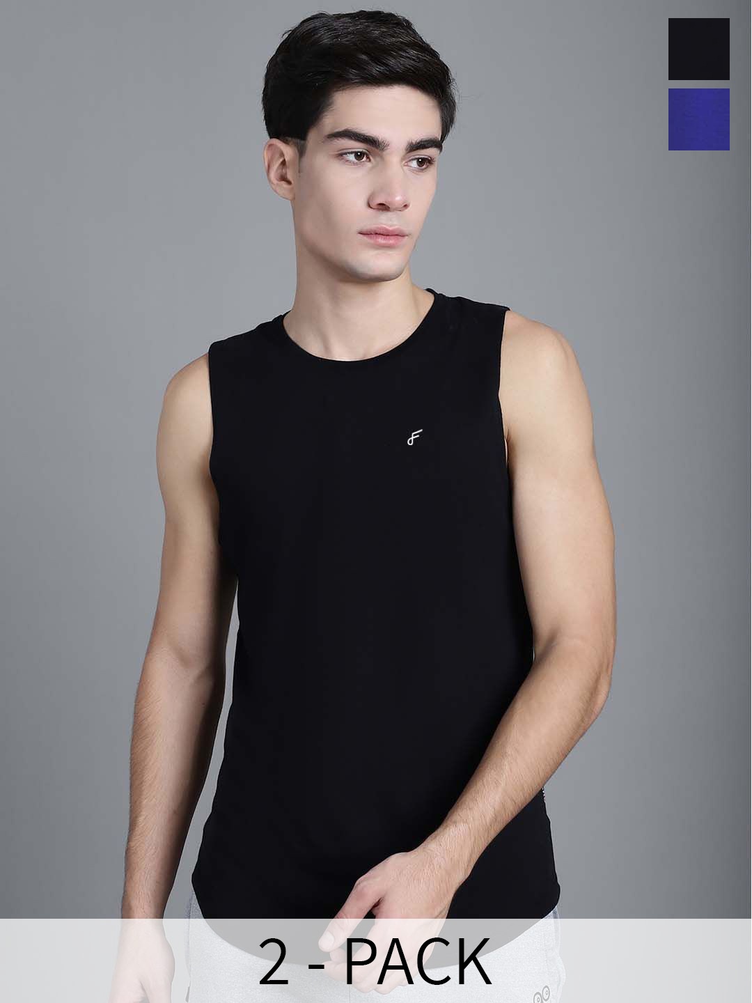 

FBAR Pack Of 2 Skin Friendly Pure Cotton Innerwear Vests FBAE-01-05, Black