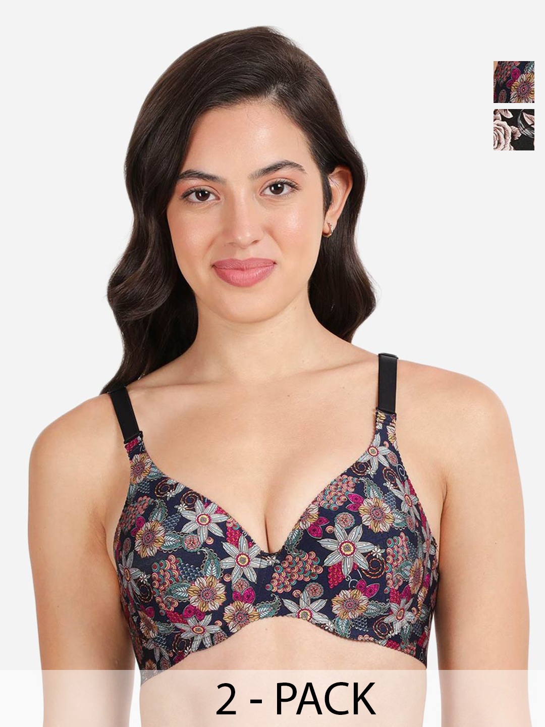 

shyaway Floral Bra Medium Coverage Underwired Lightly Padded, Blue