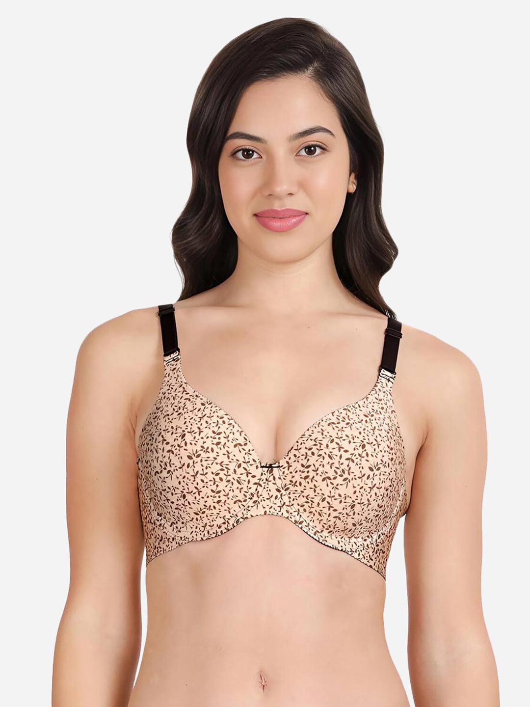 

shyaway Floral Bra Medium Coverage Underwired Lightly Padded, Beige