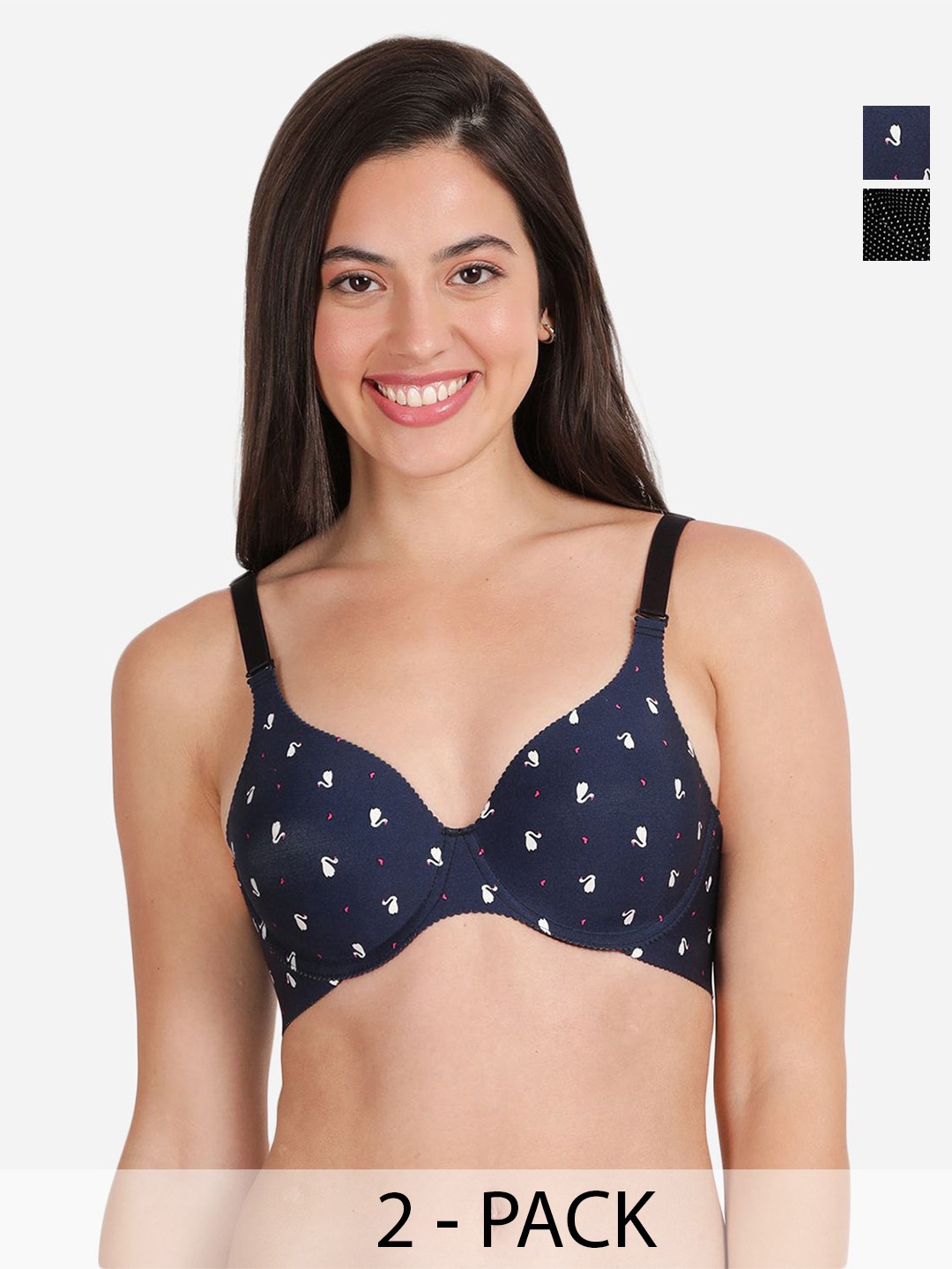 

shyaway Graphic Bra Medium Coverage Underwired Lightly Padded, Black