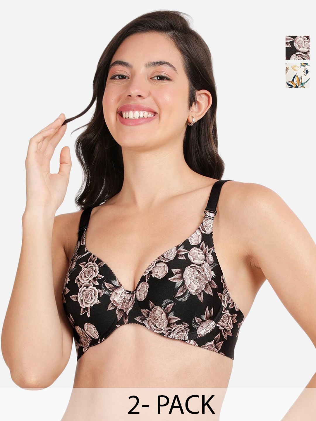 

shyaway Floral Bra Medium Coverage Underwired Lightly Padded, White