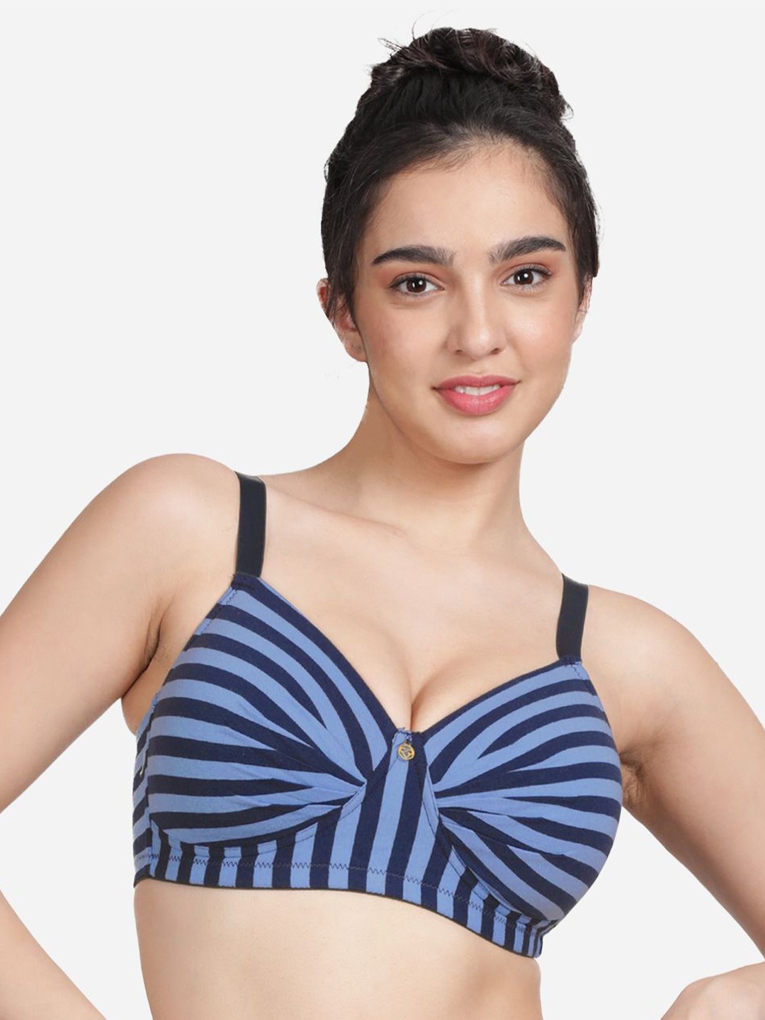 

shyaway Striped Medium Coverage Lightly Padded Balconette Bra With All Day Comfort, Blue