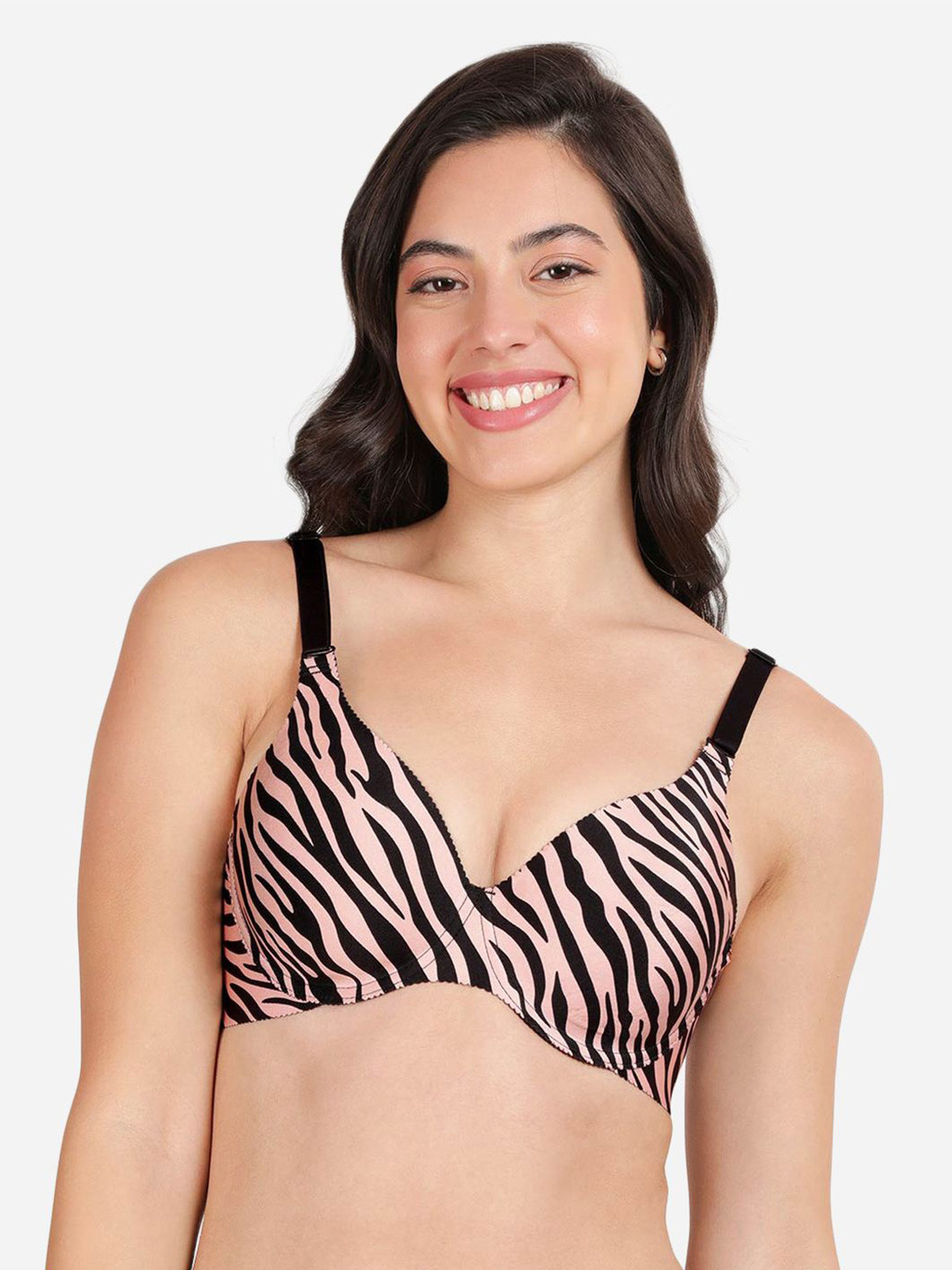 

shyaway Animal Printed Lightly Padded T-shirt Bra- All Day Comfort, Pink