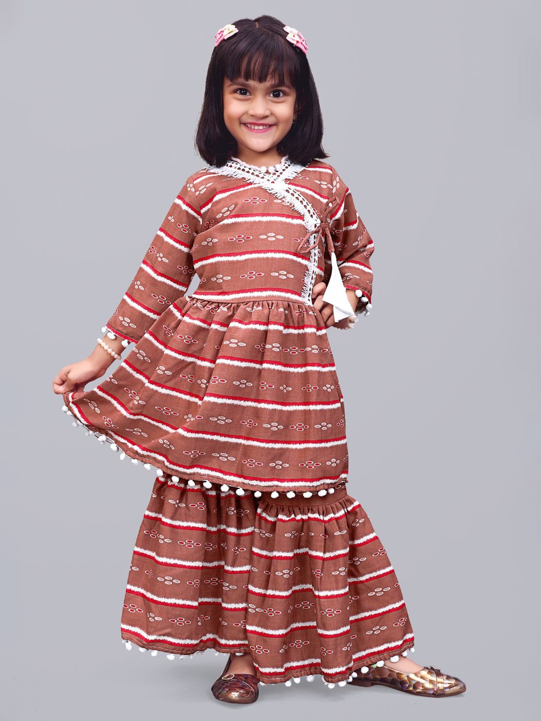 

BAESD Striped Bell Sleeve Fit & Flare Dress, Peach