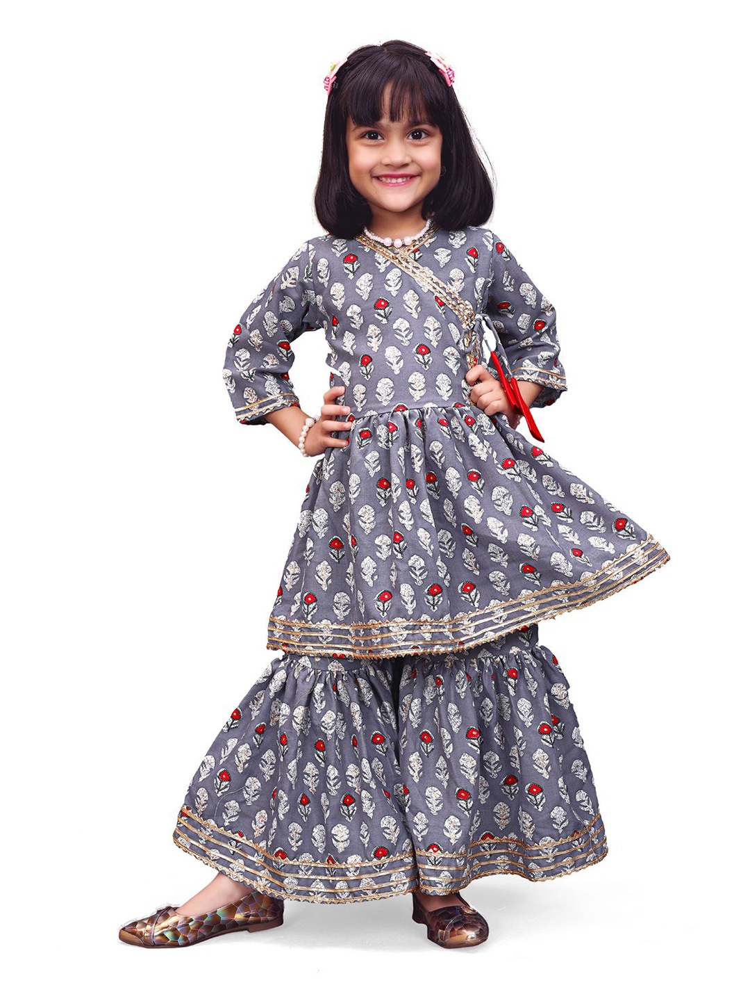 

BAESD Girls Floral Print Fit & Flare Maxi Dress, Grey
