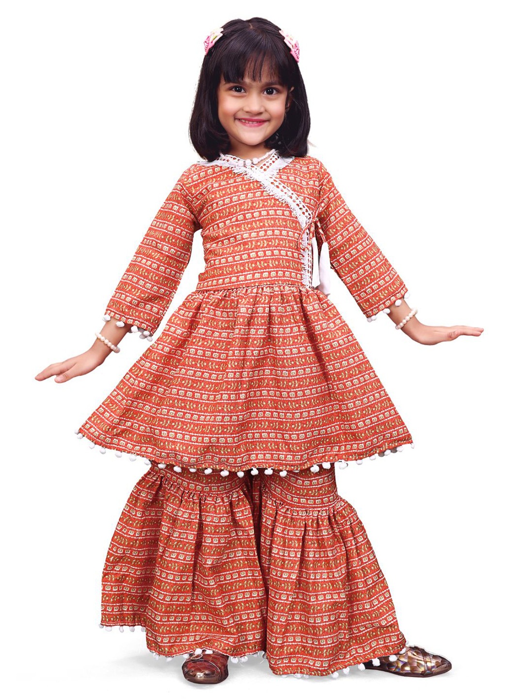 

BAESD Girls Floral Printed A-Line kurta With Palazzo, Red