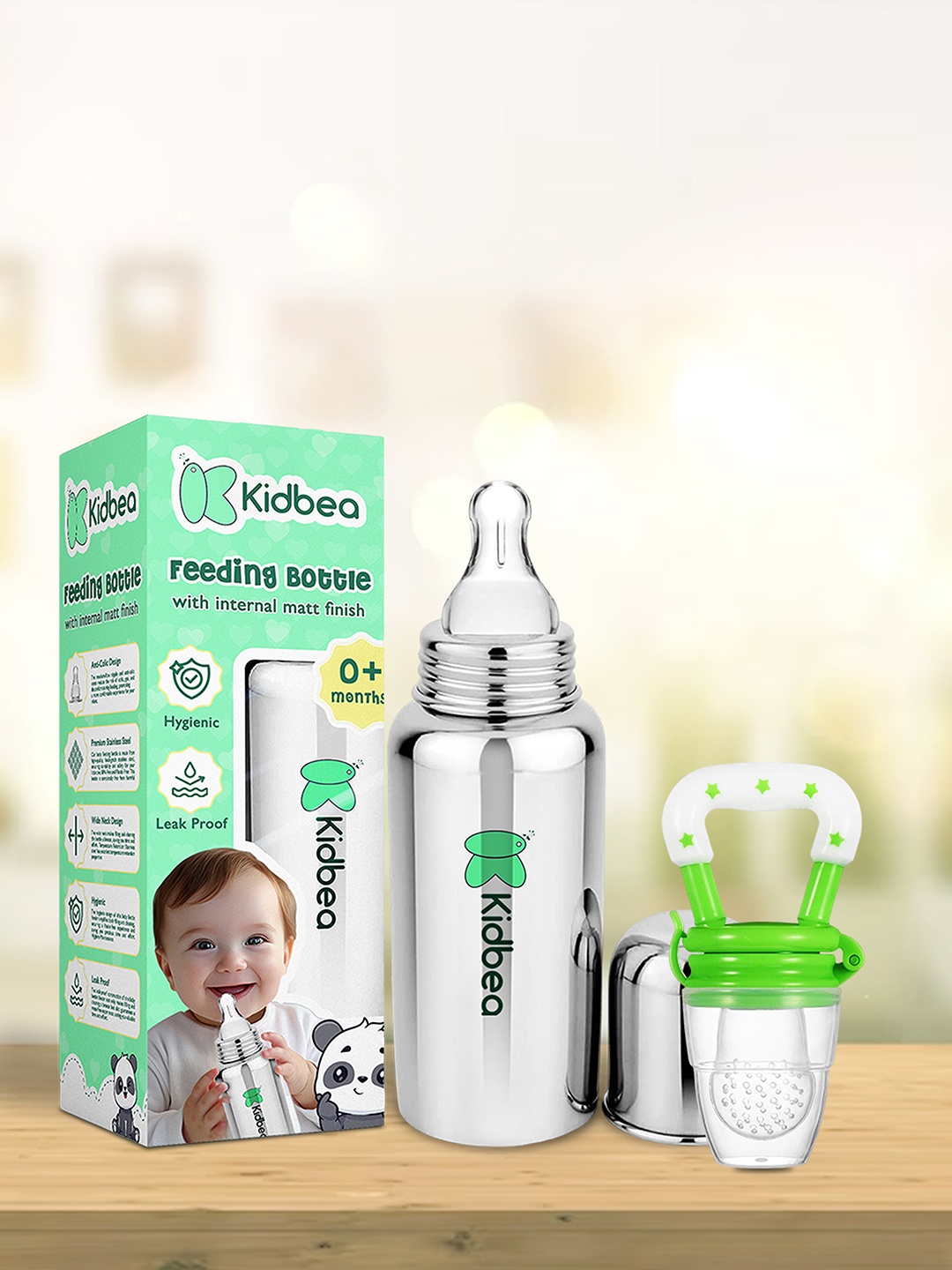 

Kidbea Infants Pack of 2 Steel Bottle & Silicone Fruit Feeder