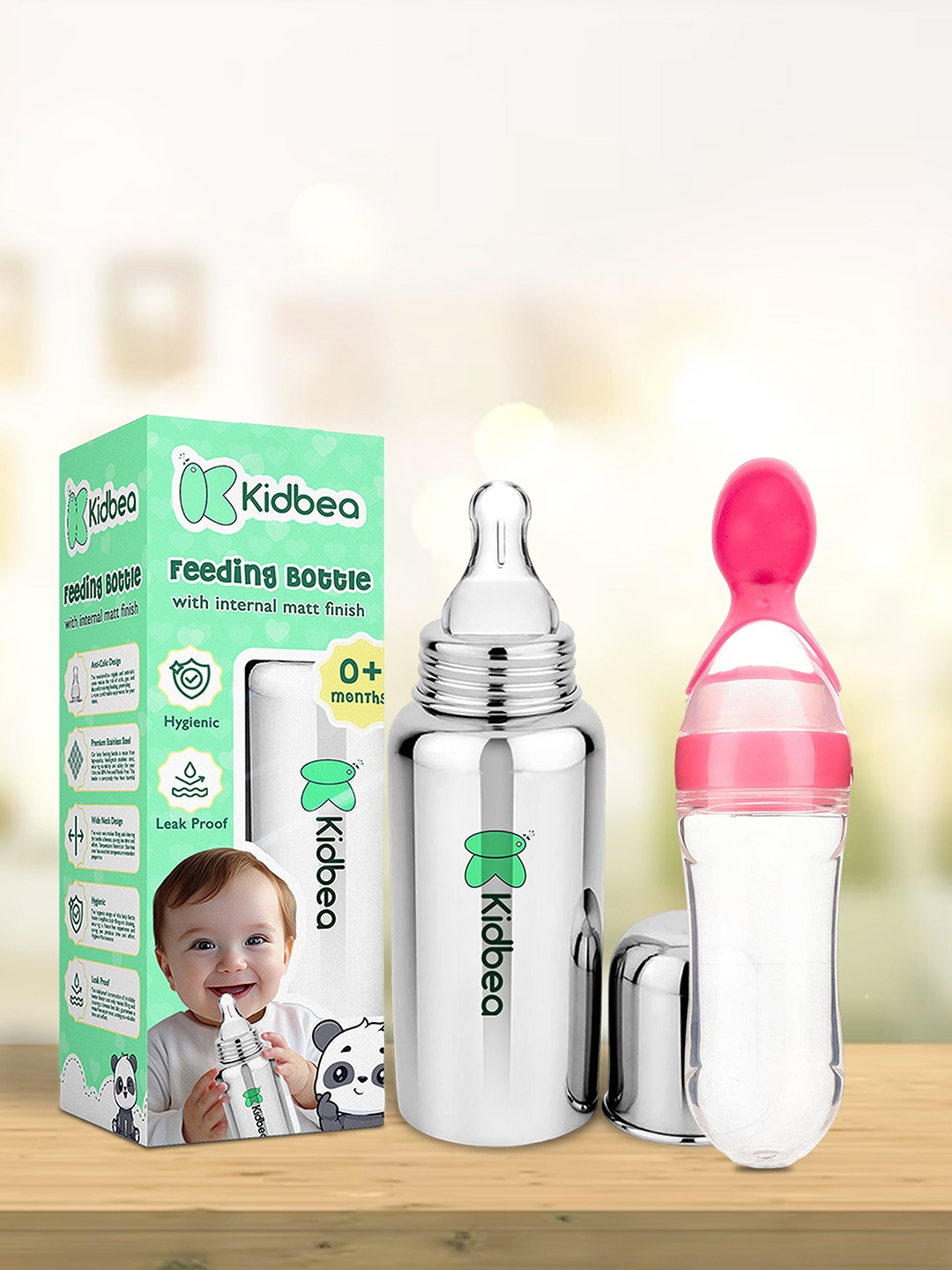 

Kidbea Infants Set Of 2 Pieces Food Feeding Bottles, Pink