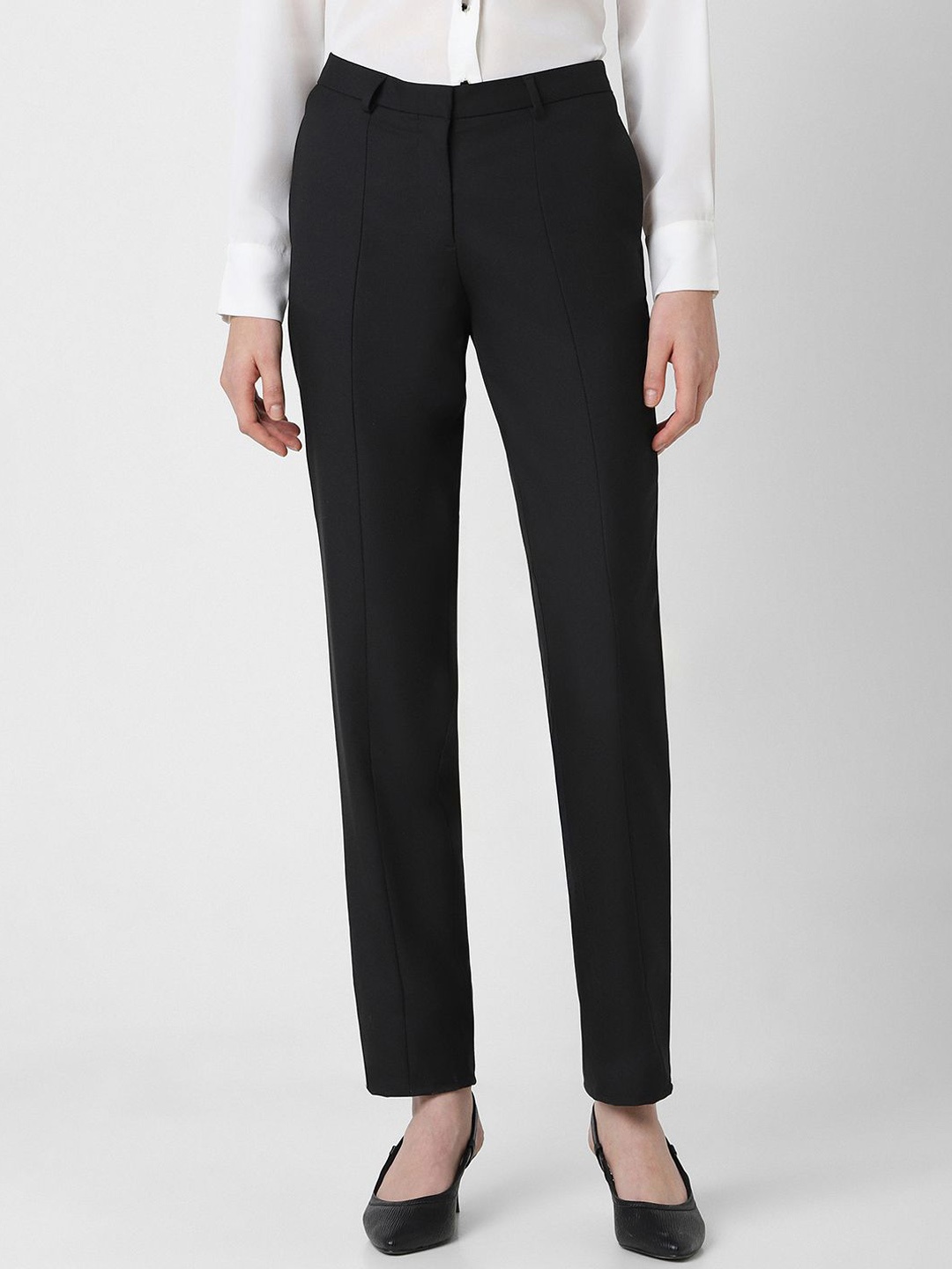 

Van Heusen Woman Mid-Rise Formal Trousers, Black