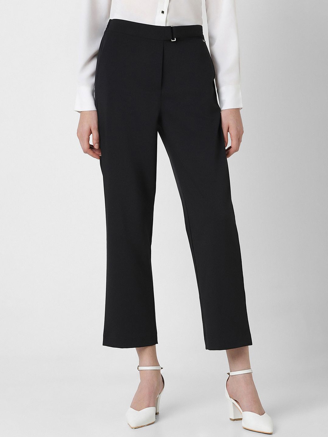 

Van Heusen Woman Mid-Rise Cropped Formal Trousers, Black