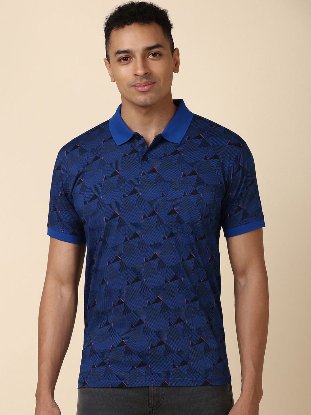 

Allen Solly Polo Collar Geometric Printed Cotton T-shirt, Blue