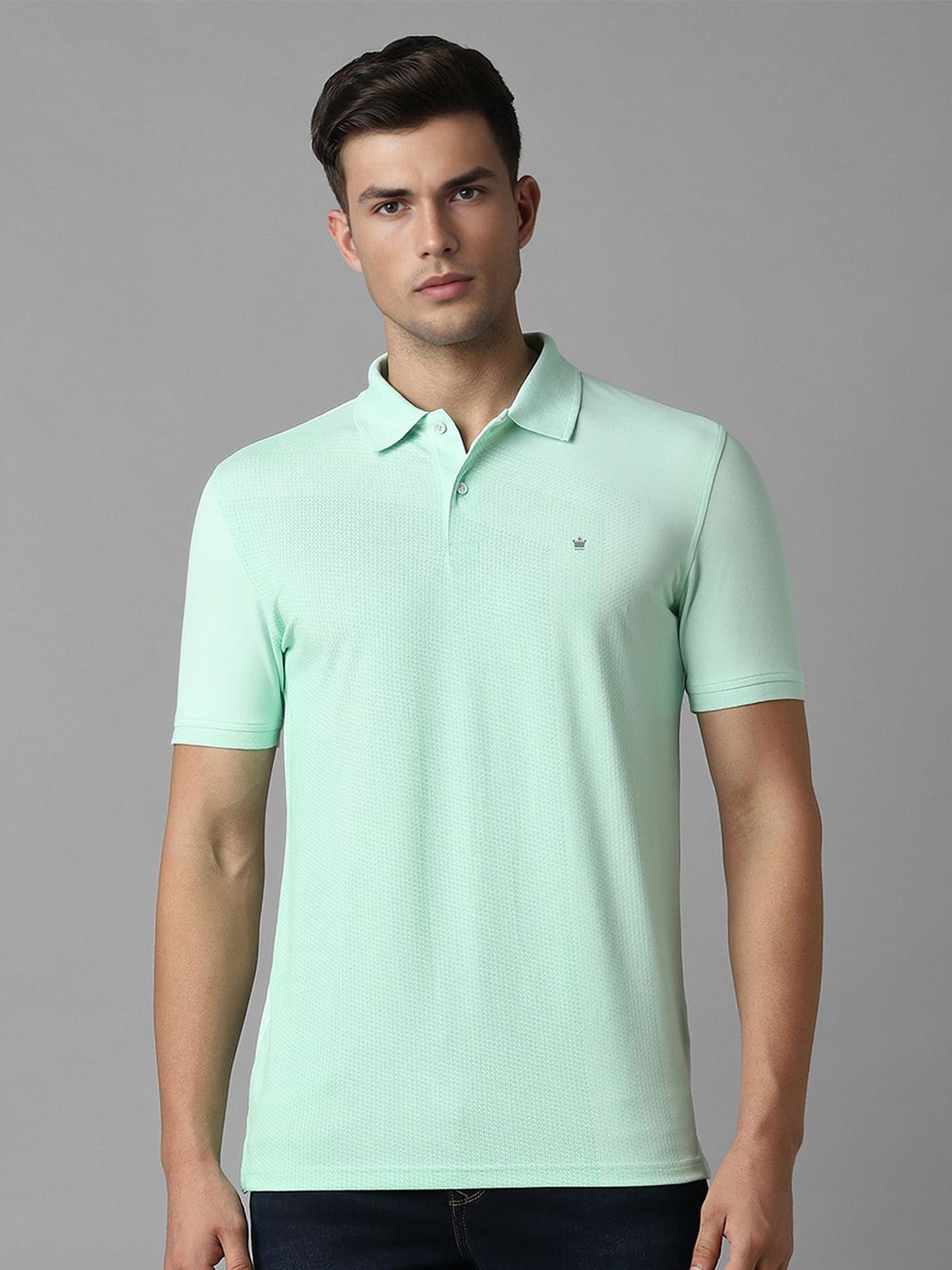 

Louis Philippe Sport Polo Collar Short Collar Slim Fit Cotton T-shirt, Green
