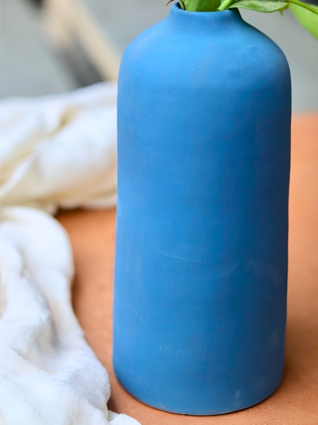 

WEAVING HOMES Blue Matte Flower Vase