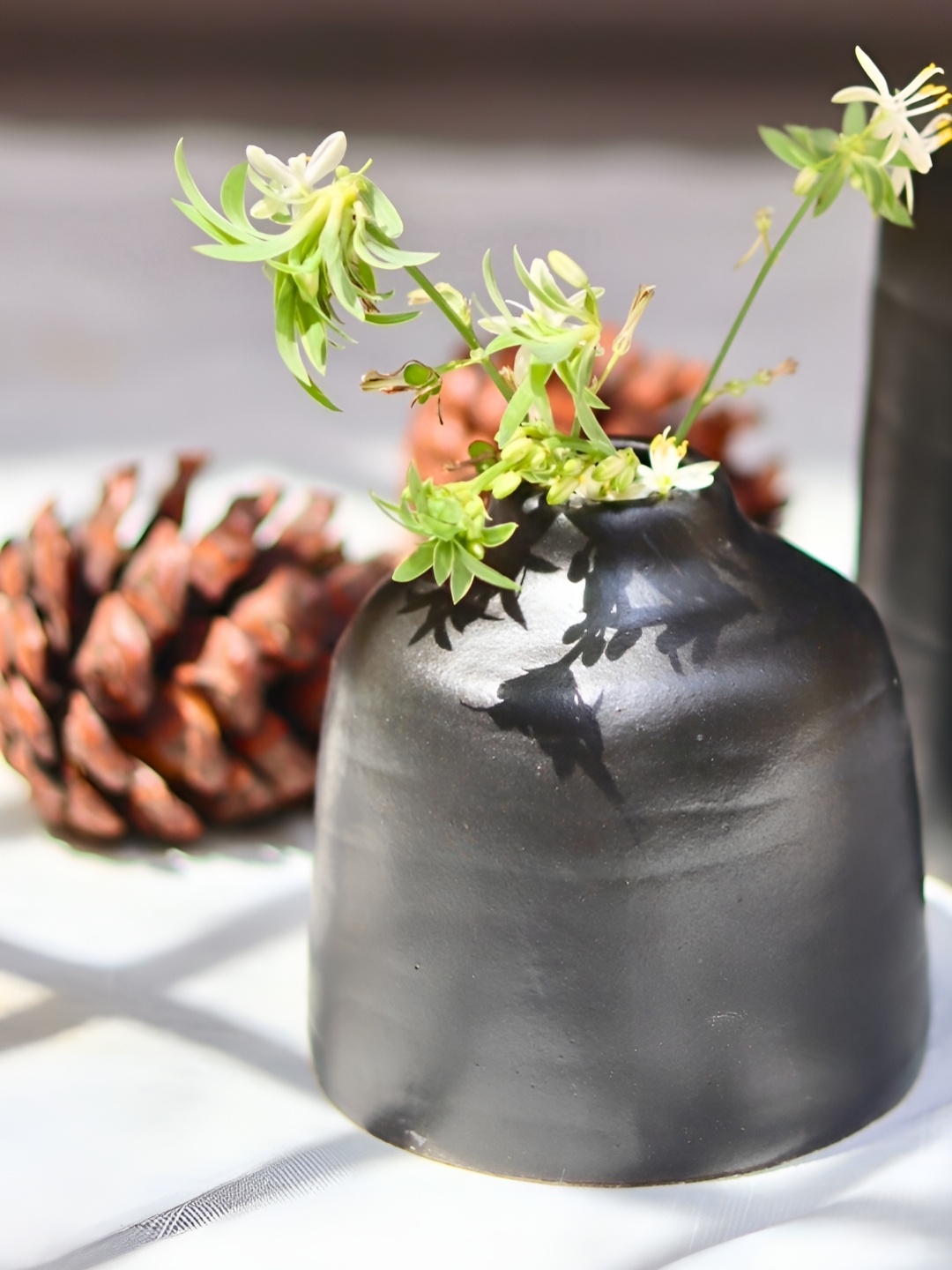 

WEAVING HOMES Black Ceramic Glossy Vase
