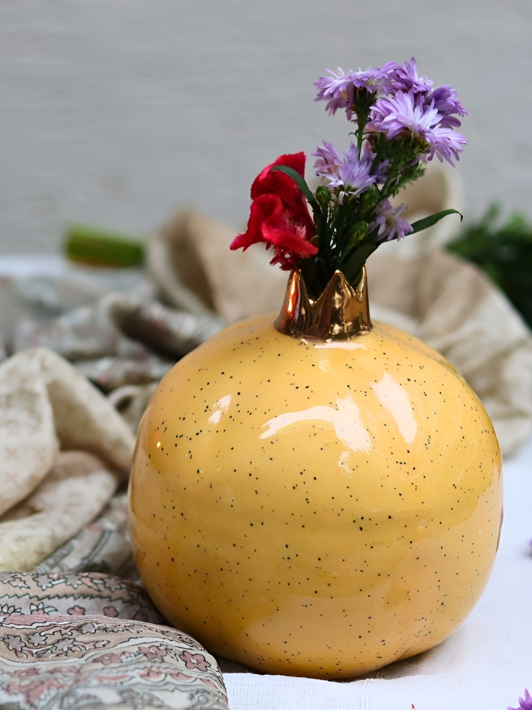 

WEAVING HOMES Yellow Ceramic Glossy Vase