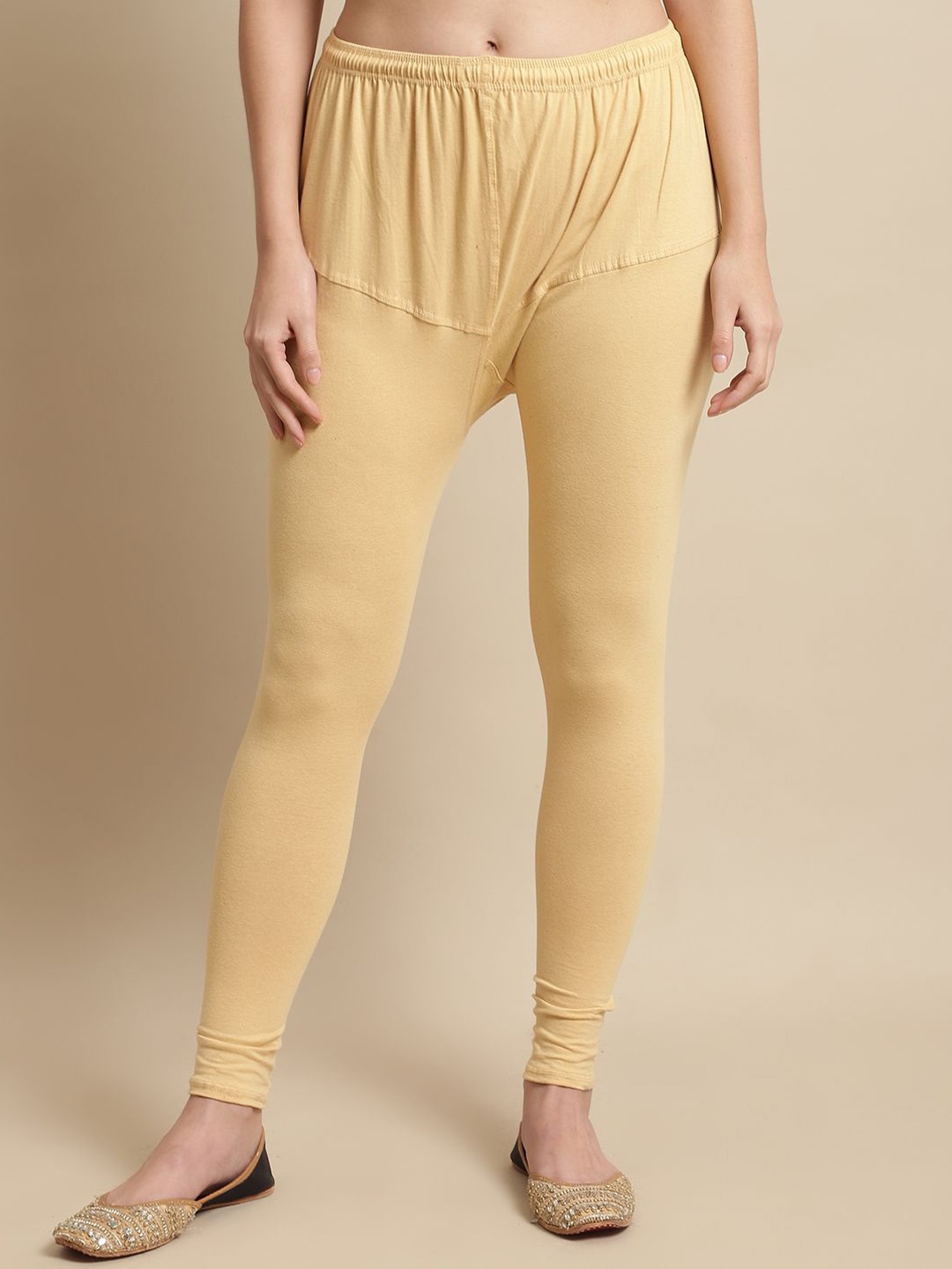 

KEX Cotton Ankle Length Leggings, Beige