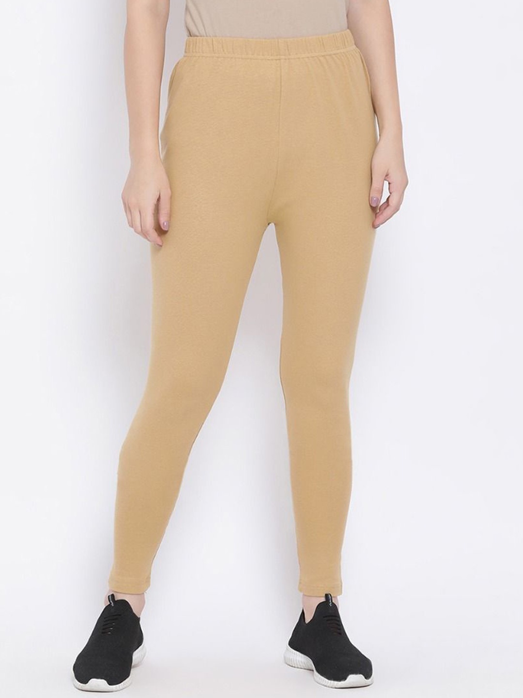 

KEX Cotton Ankle-Length Cotton Leggings, Beige