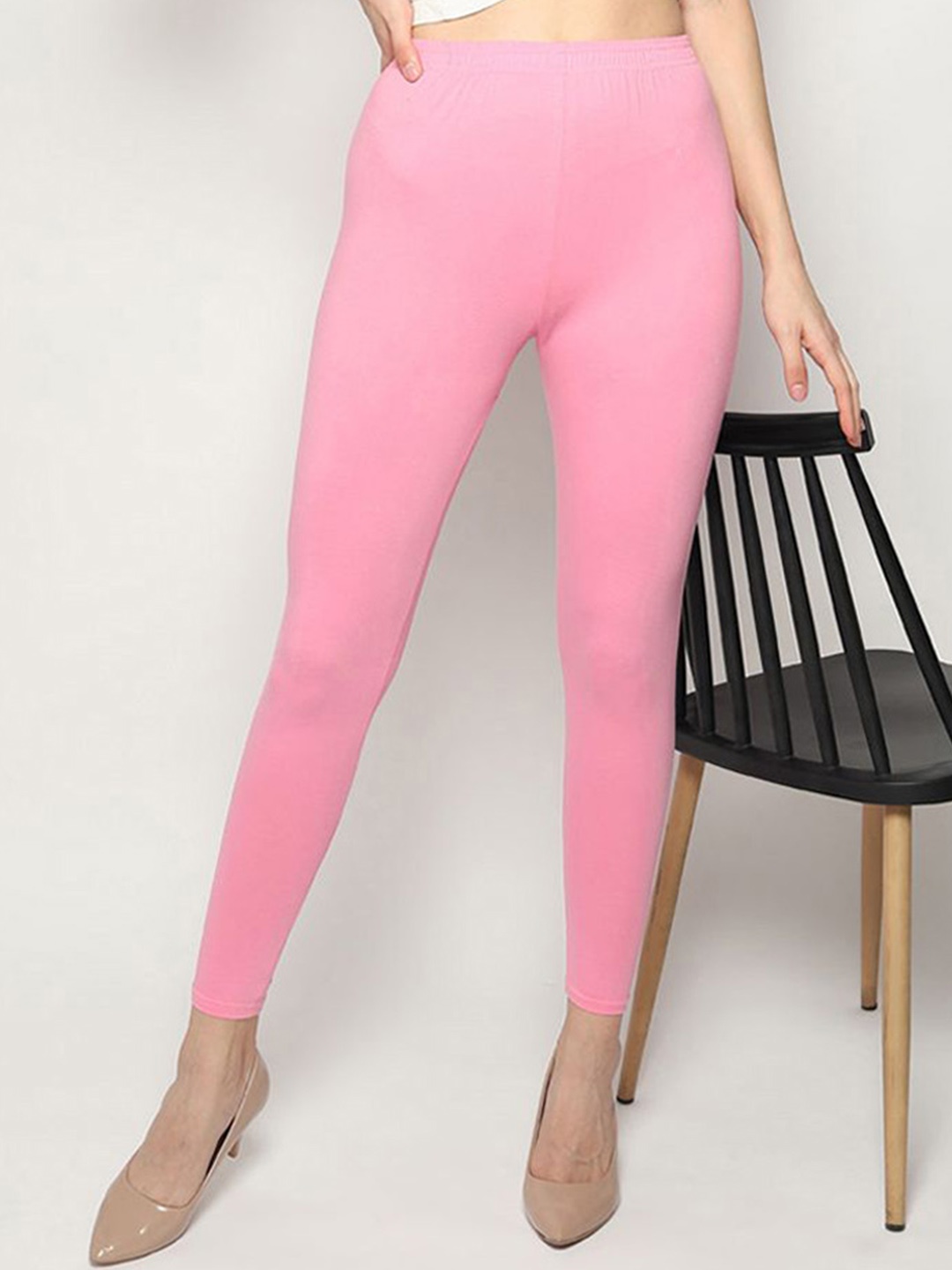

KEX Cotton Ankle Length Leggings, Pink