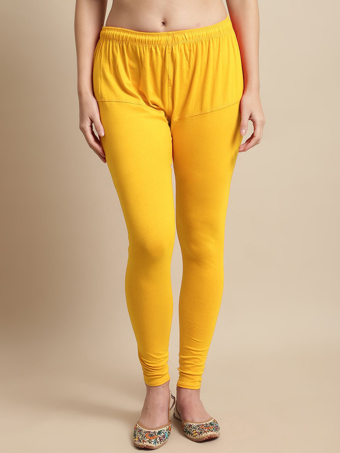 

KEX Women Cotton Churidar-Length Leggings, Yellow
