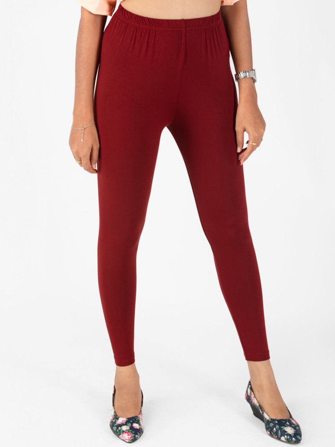 

KEX Cotton Ankle-Length Leggings, Maroon