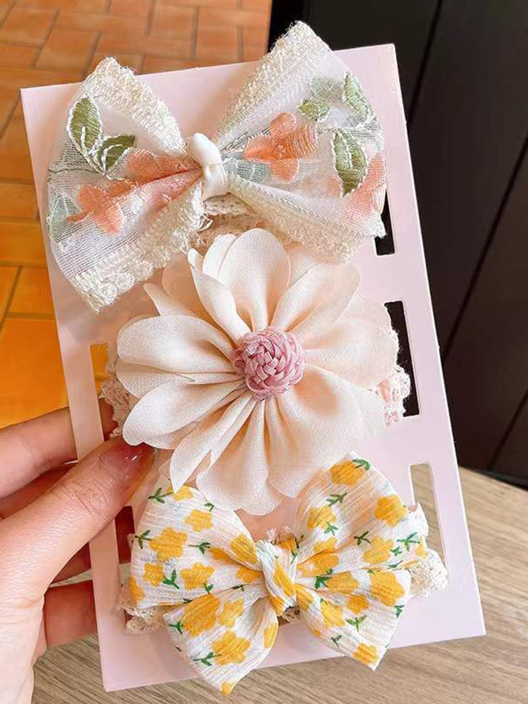 

Babymoon Infants Girls Set Of 3 Bandana Cotton Headband, White