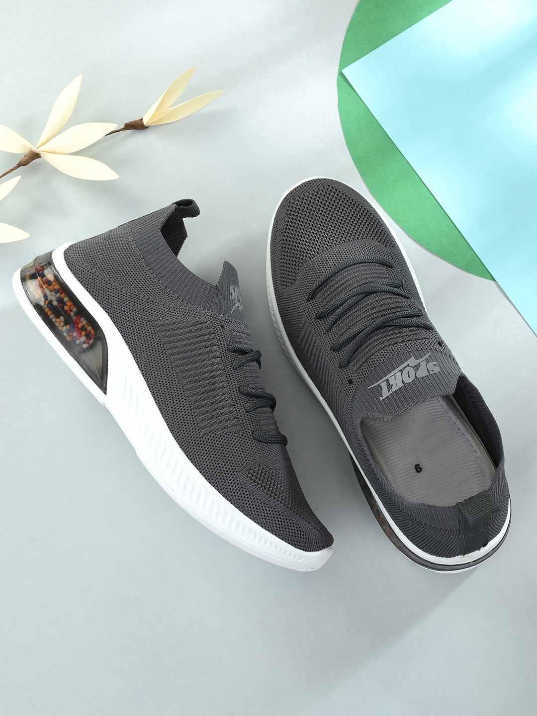 

Layasa Men Round Toe Comfort Insole Slip- On Sneakers, Grey