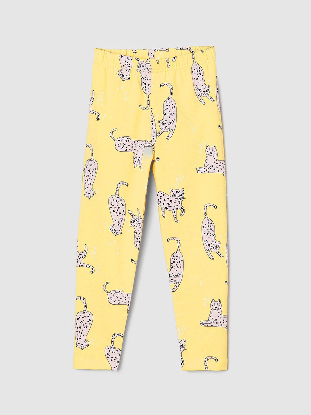 

max Girls Printed Ankle Length Leggings, Yellow