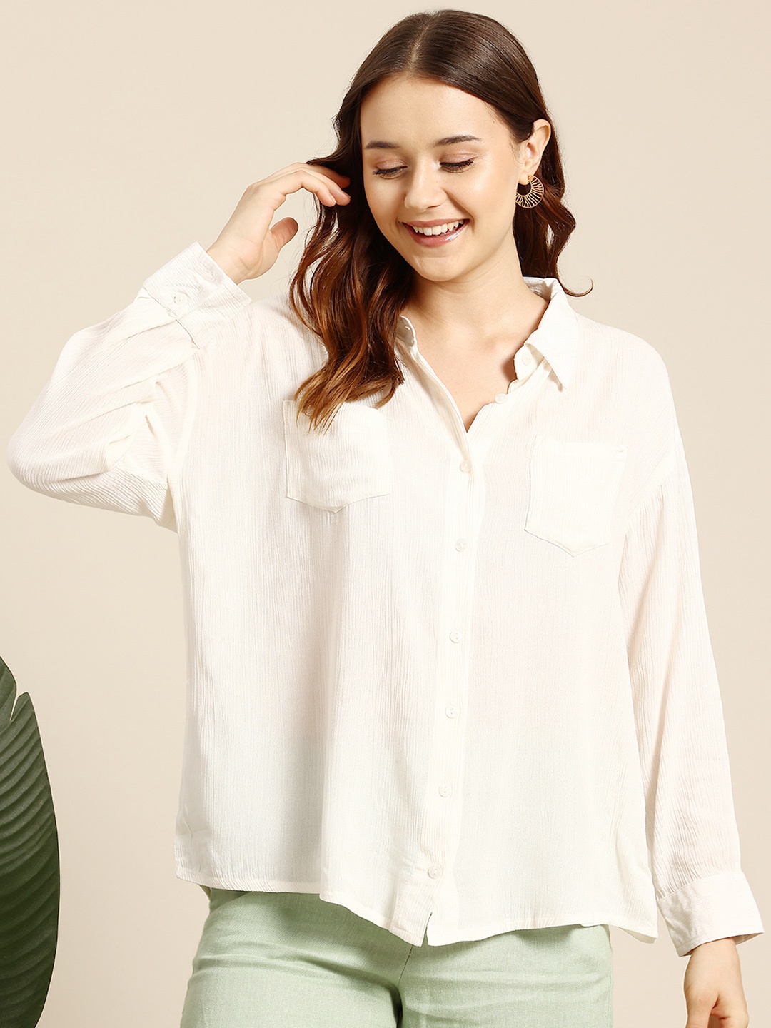 

Mast & Harbour Pure Cotton Shirt, Off white