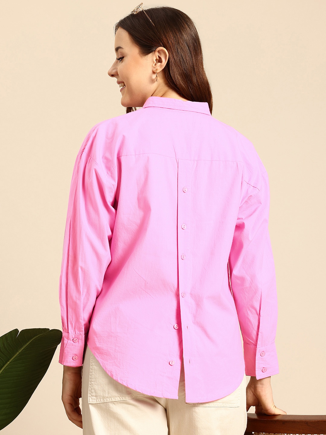 

Mast & Harbour Back Button Placket Detail Cotton Shirt, Pink