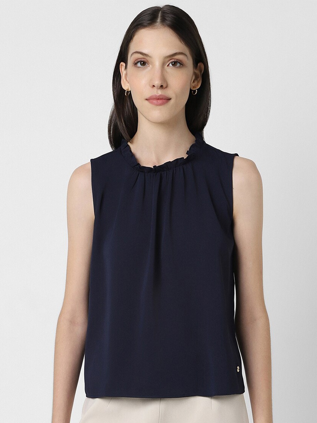 

Van Heusen Woman Round Neck Sleeveless Formal Top, Navy blue