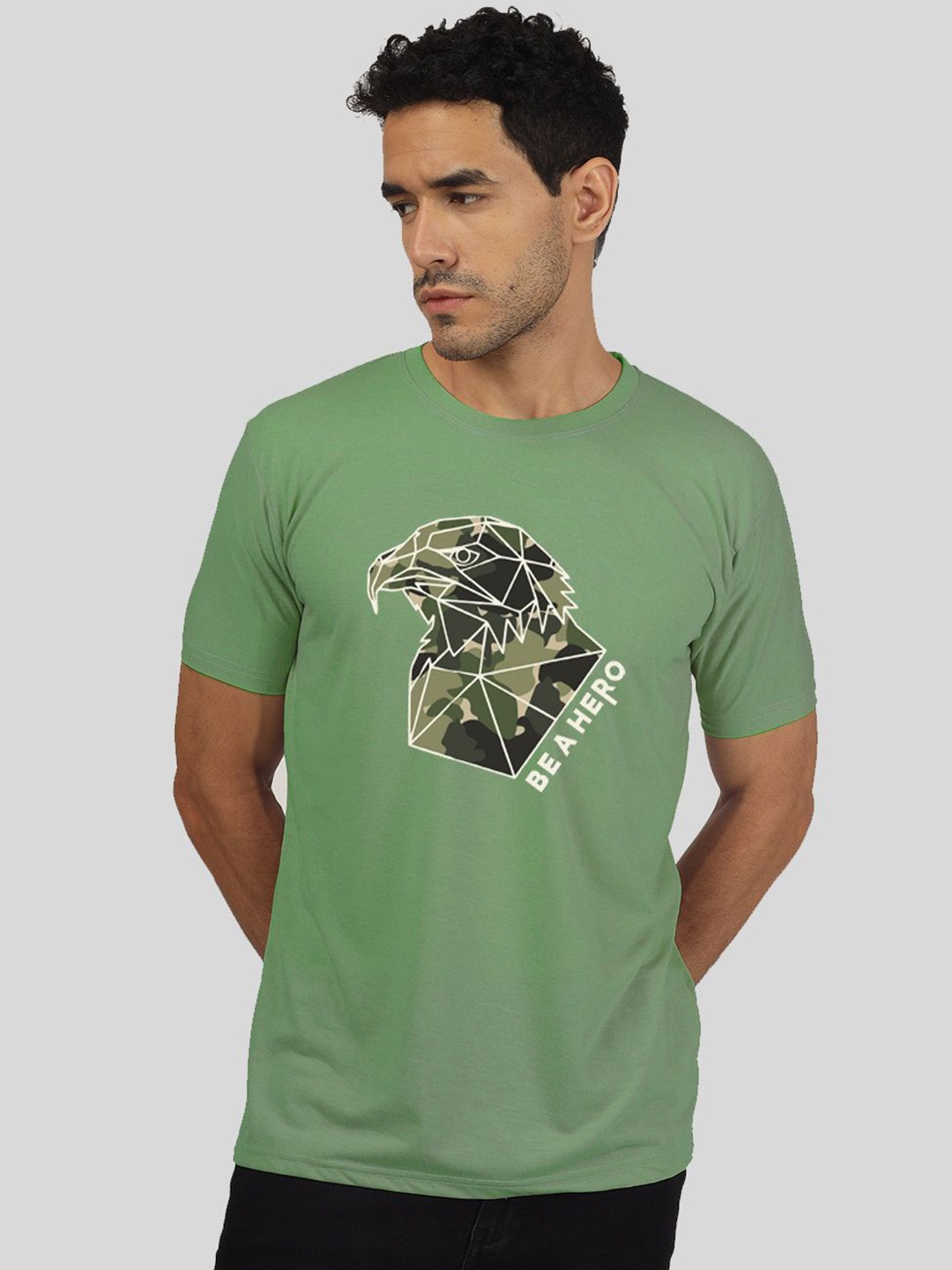

Greylongg Printed Round Neck T-shirt, Green