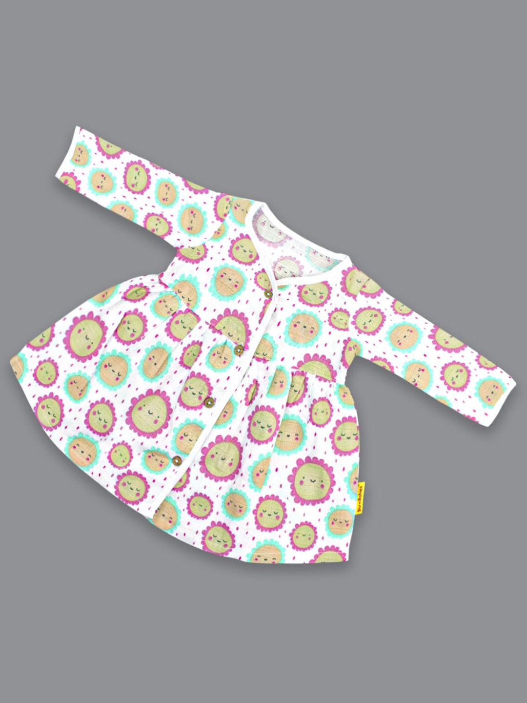 

Born Babies Infants Print Organic Cotton Empire Dress, White