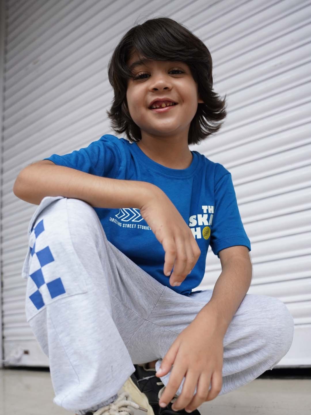 

Nap Chief Kids Unisex Printed Pure Cotton T-shirt with Cargo Joggers, Blue