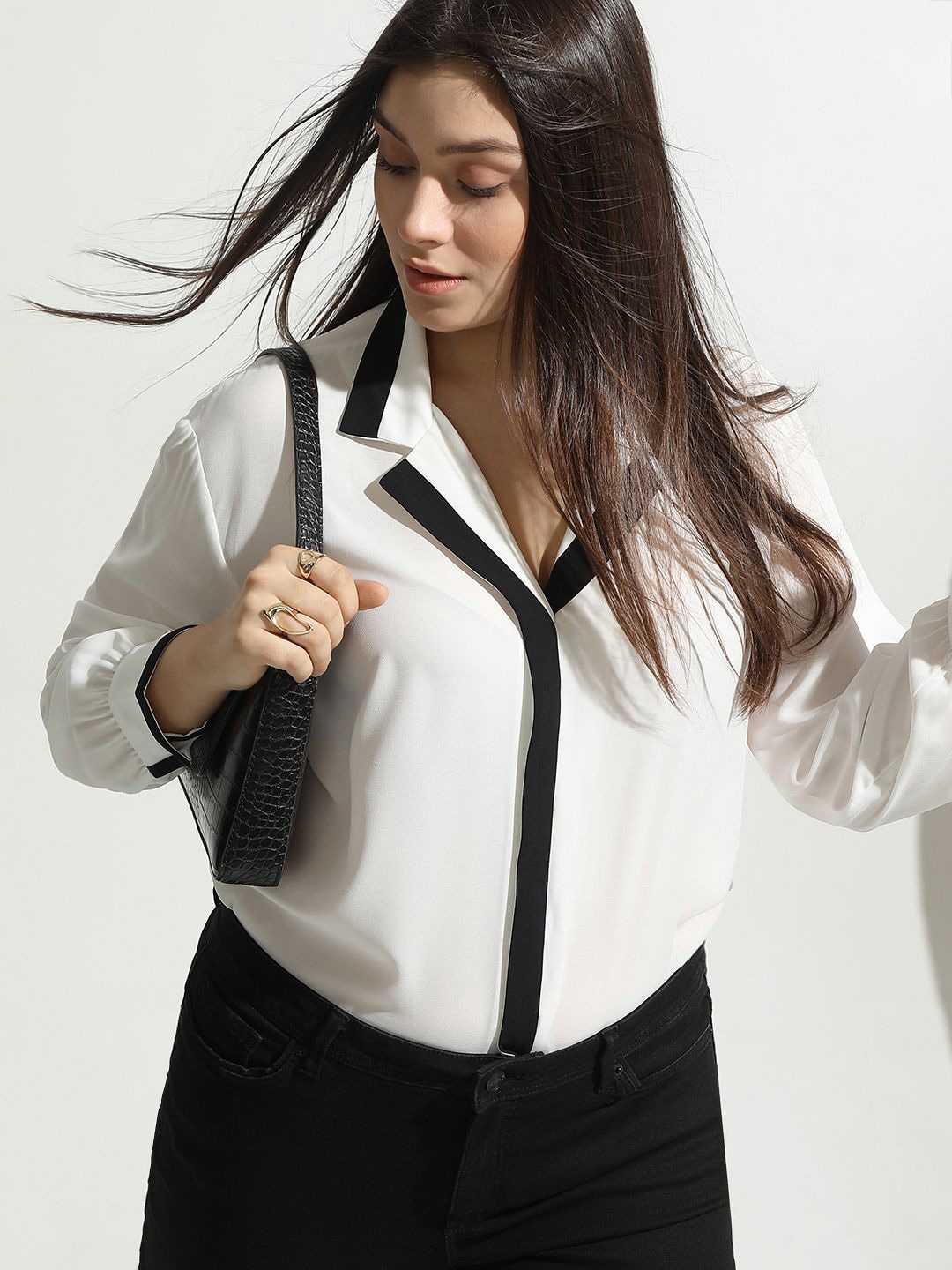 

VERO MODA CURVE Spread Collar Long Sleeves Regular Fit Formal Shirt, White