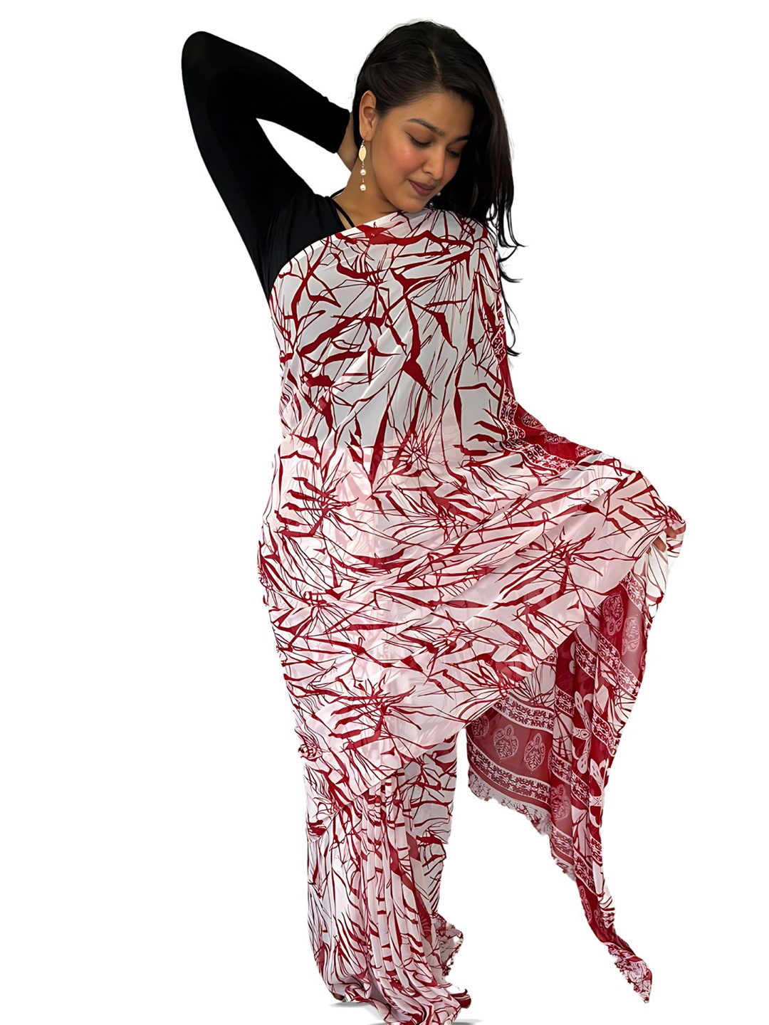 

SANJANA SILK Printed Saree With Blouse Piece, Red